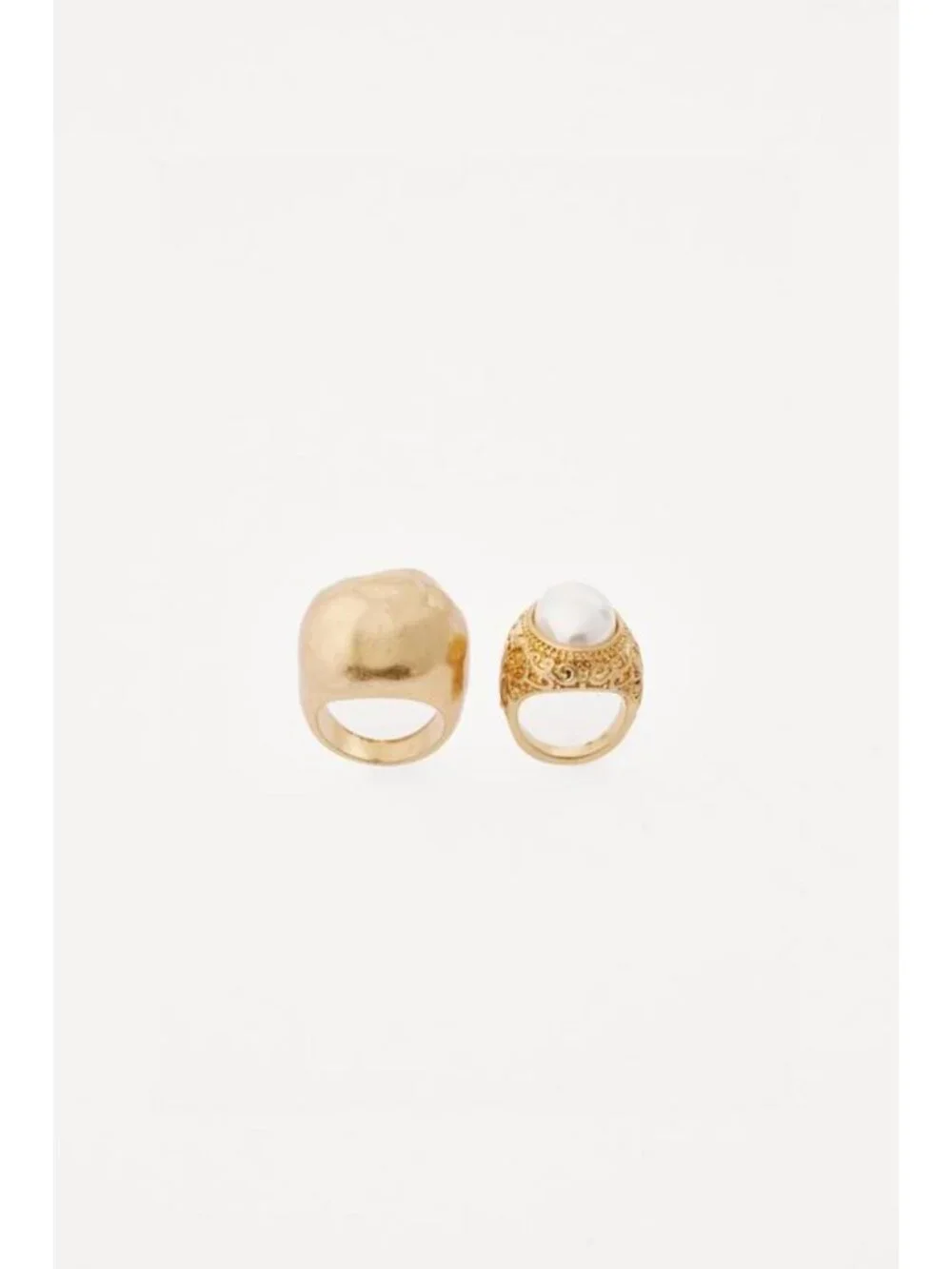 ZARA 2-PACK OF MAXI PEARL METAL RINGS - Picture 4 of 4